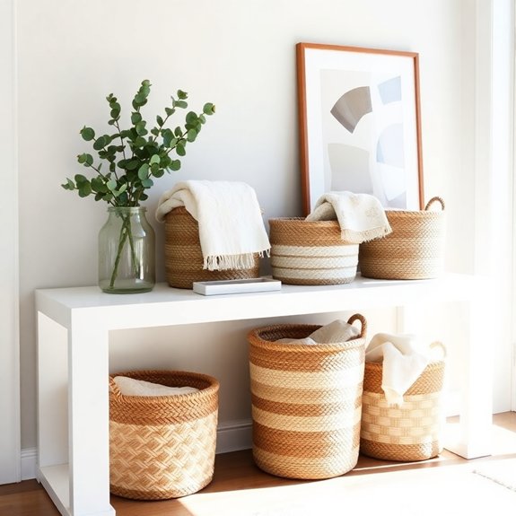 chic organizational woven baskets