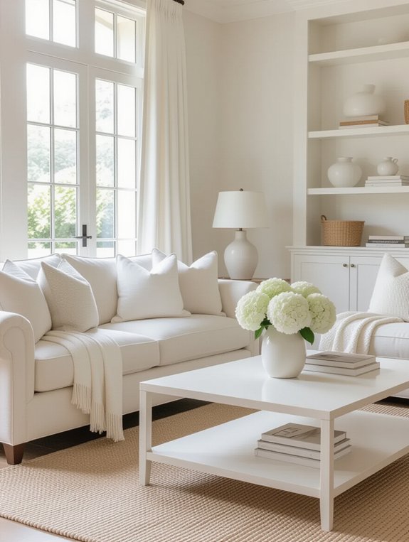crisp white accents enhance ambiance