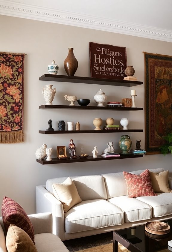 decorative floating shelves display