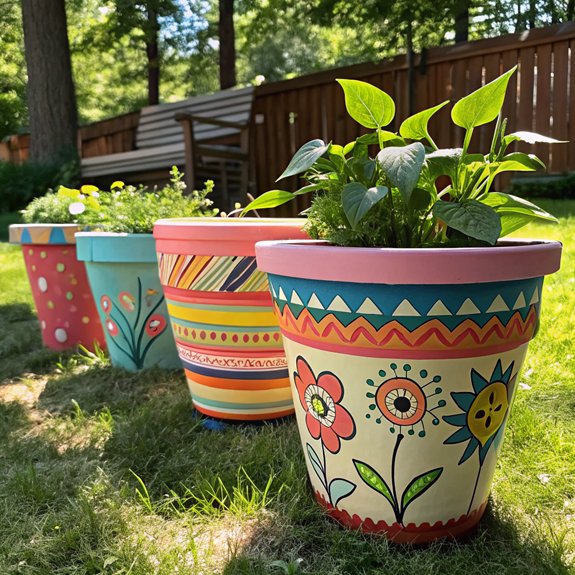 decorative painted flower pots