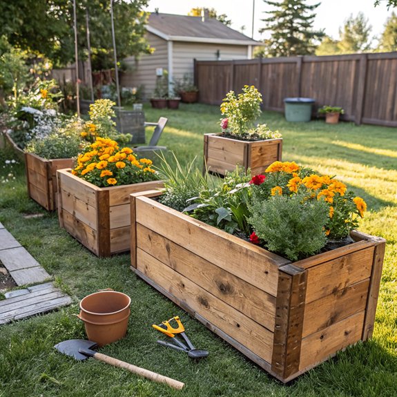 handcrafted wooden planter boxes
