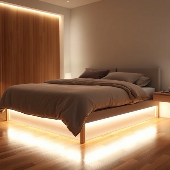 illuminated space beneath bed