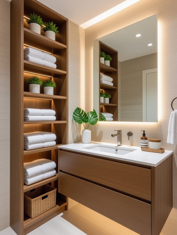 maximize vertical bathroom storage
