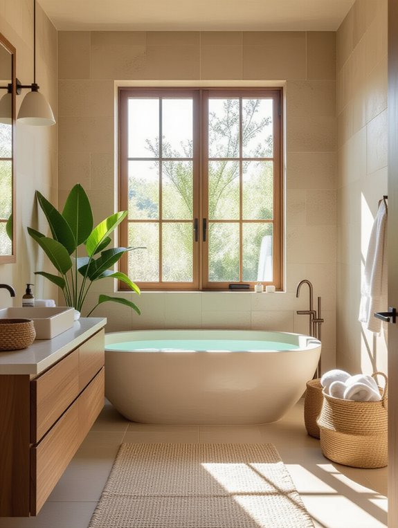 natural materials in bathrooms