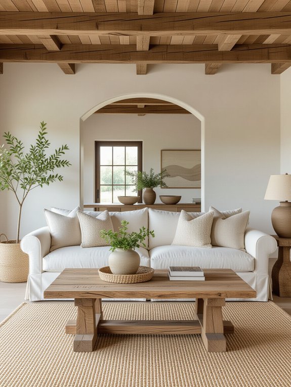 natural wood living room accents