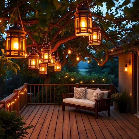 rustic lanterns enhance ambiance
