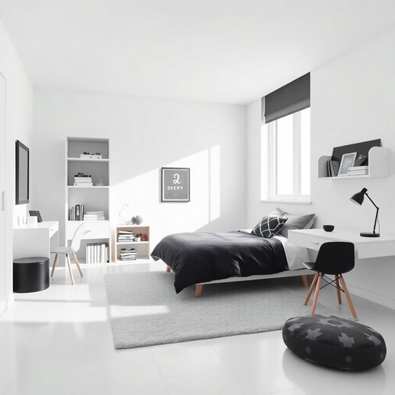 sleek black and white