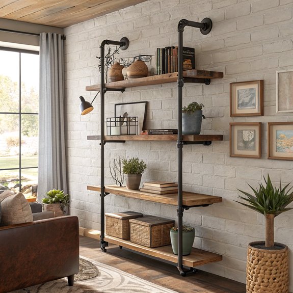 stylish industrial pipe shelving