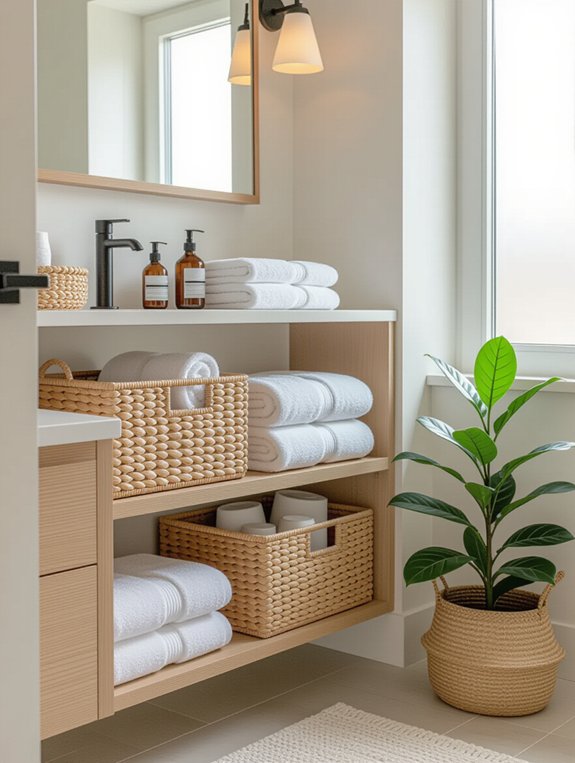 stylish organized bathroom storage
