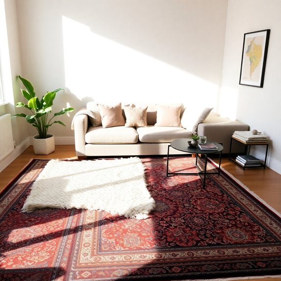 textured layered rug design