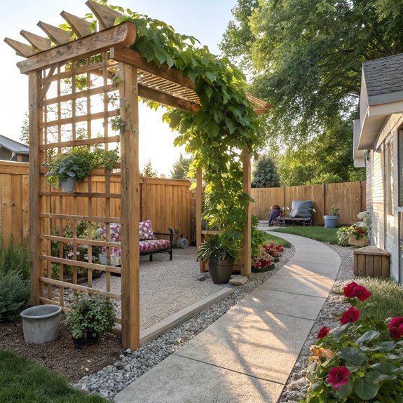 trellis setup in garden