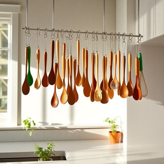 utensil storage tension rods
