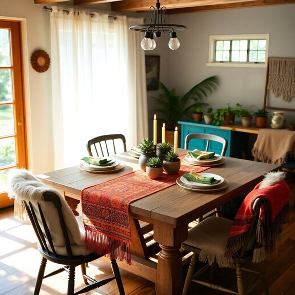 vibrant fabric table decor