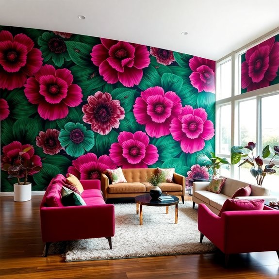 vibrant patterned wall covering