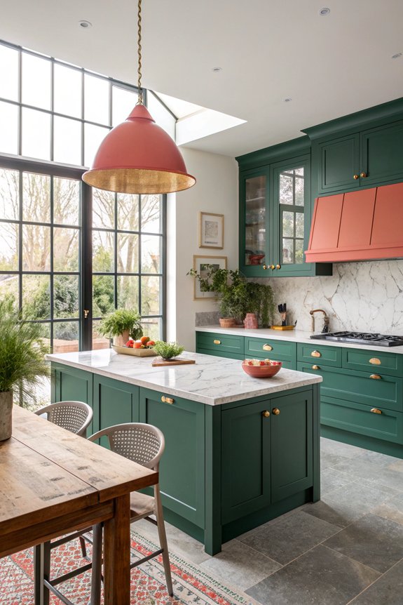 bold colors enhance kitchens