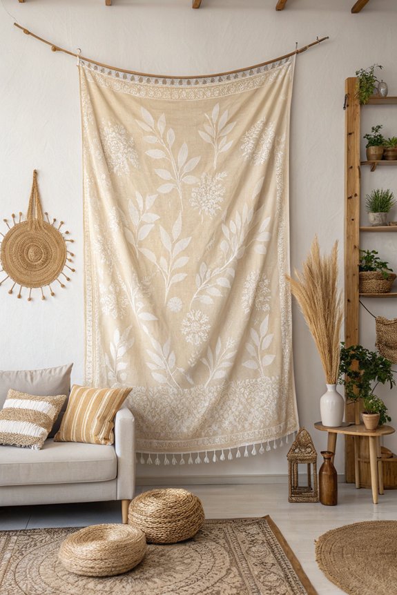calming neutral tapestry backdrop