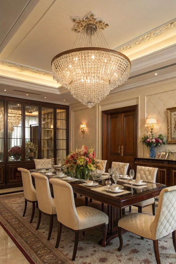 chandelier enhances dining elegance