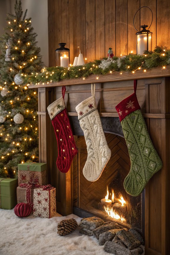 charming festive fireplace stockings