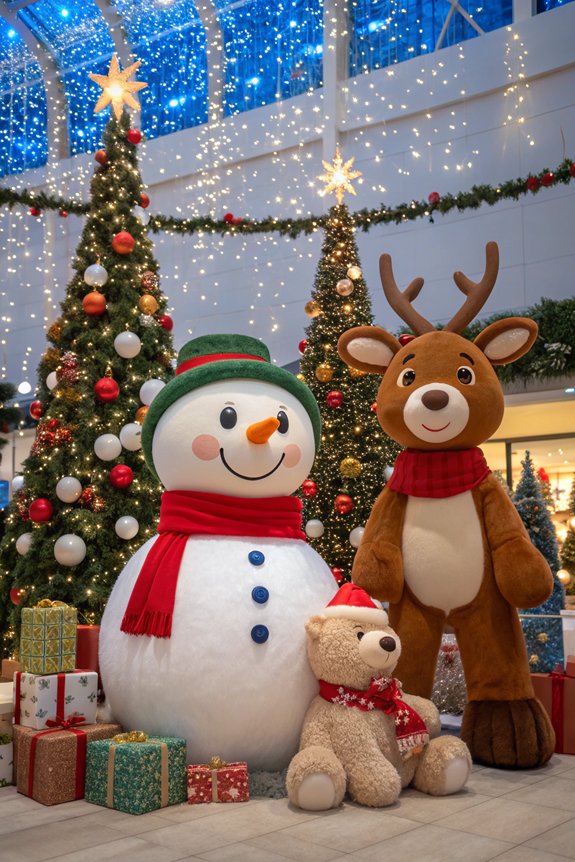 cheerful holiday figures enhance atmosphere