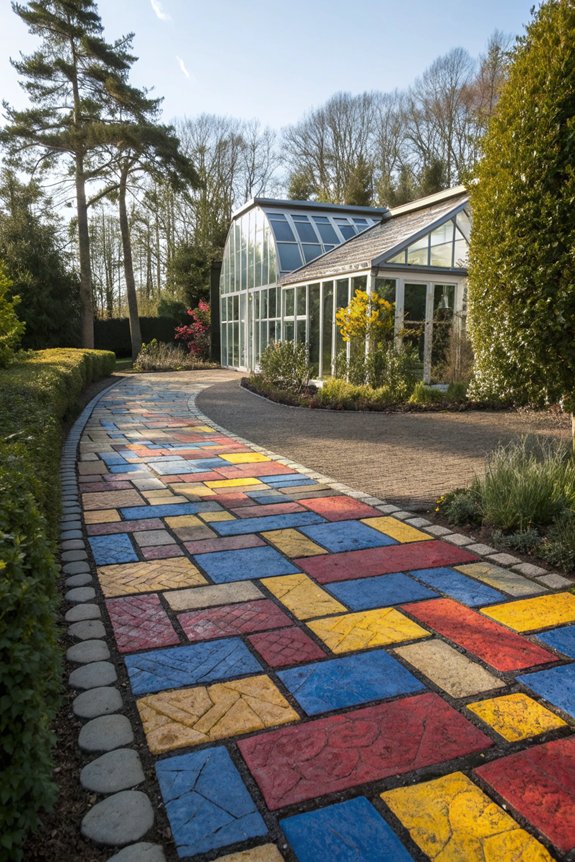 colorful driveway design ideas