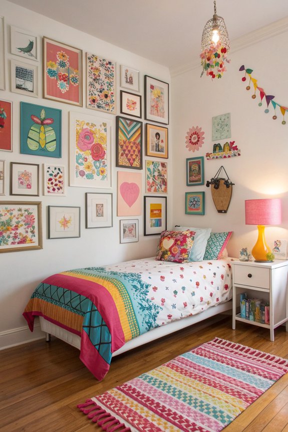 colorful gallery wall design