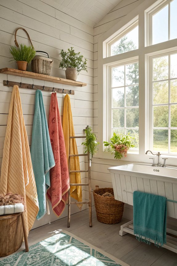 colorful towels enhance decor