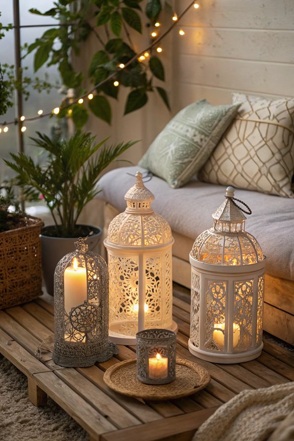 cozy corner with lanterns