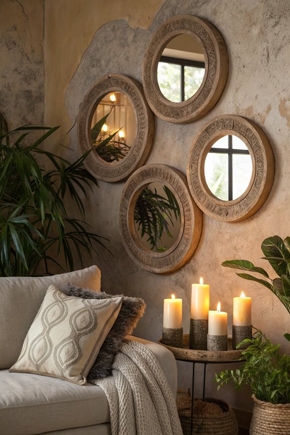 cozy rustic round mirrors
