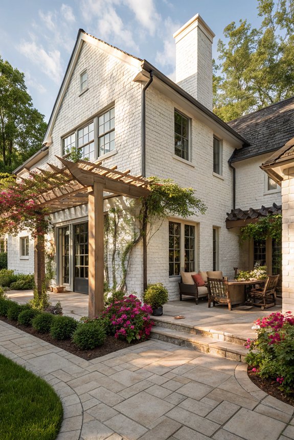 creative white brick landscaping