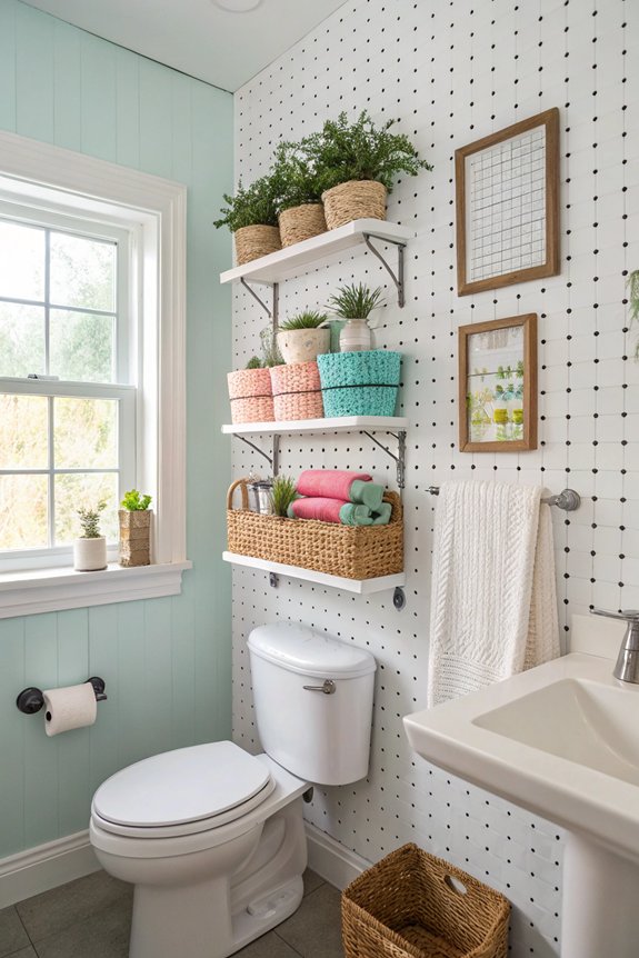 customizable pegboard bathroom storage