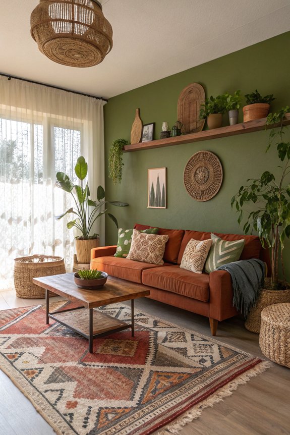 earthy tones with jewel accents