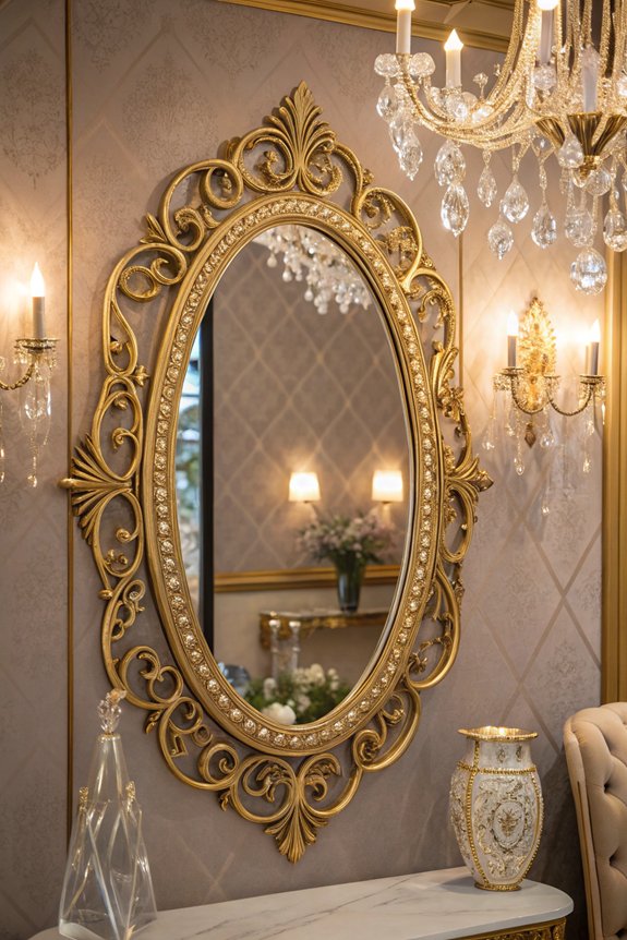 elegant gold glass mirrors