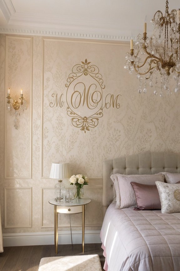 elegant monograms enhance bedrooms