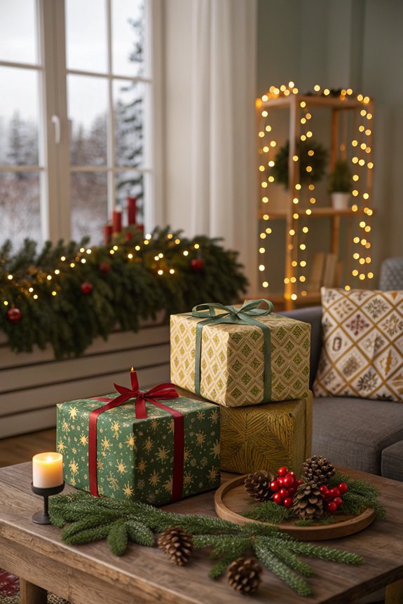 festive wrapped gift displays