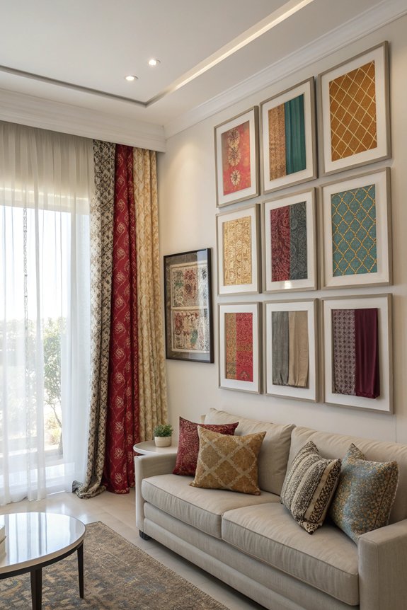 framed fabric swatch displays