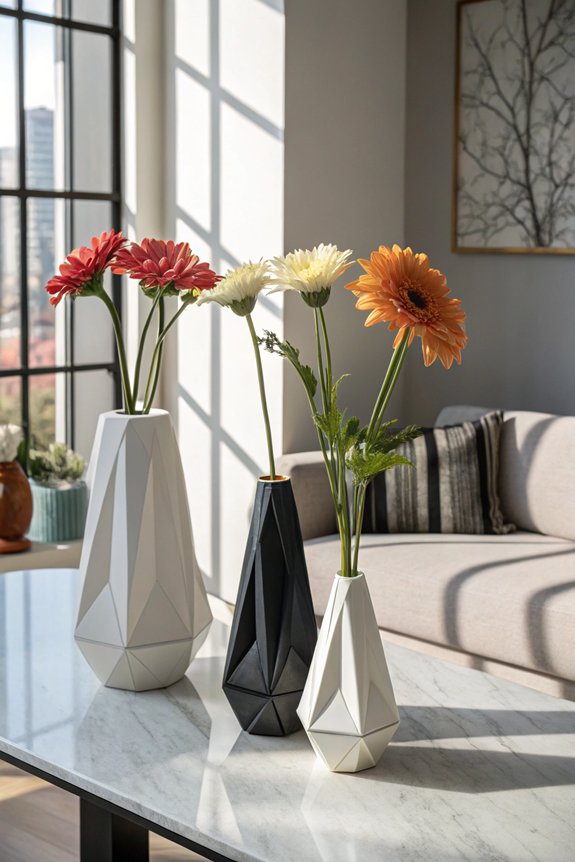 geometric vases enhance decor