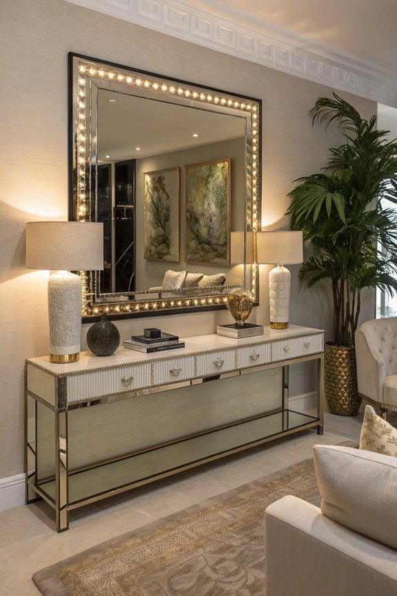 glamorous backlit mirror placement