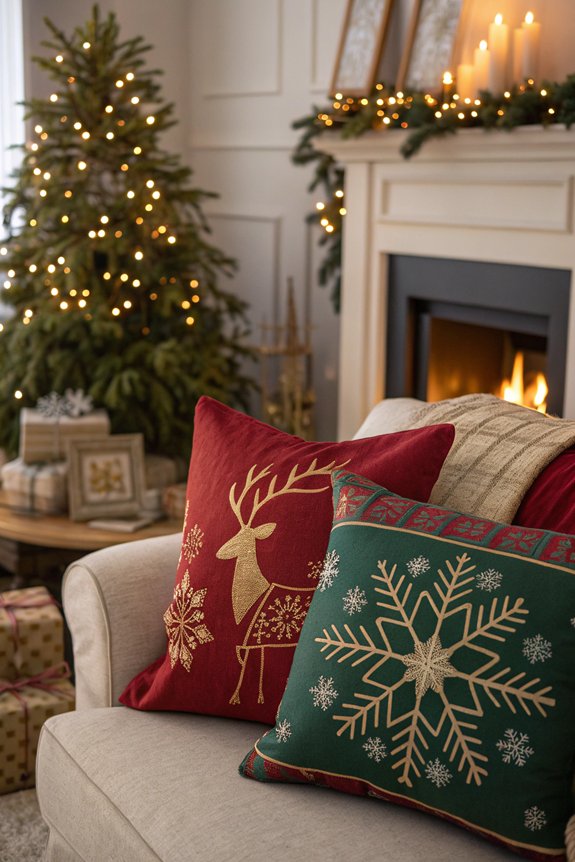 holiday themed cozy pillows