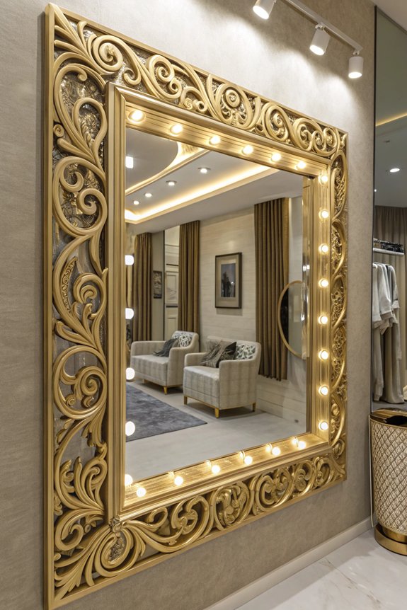 illuminated gold decor mirrors