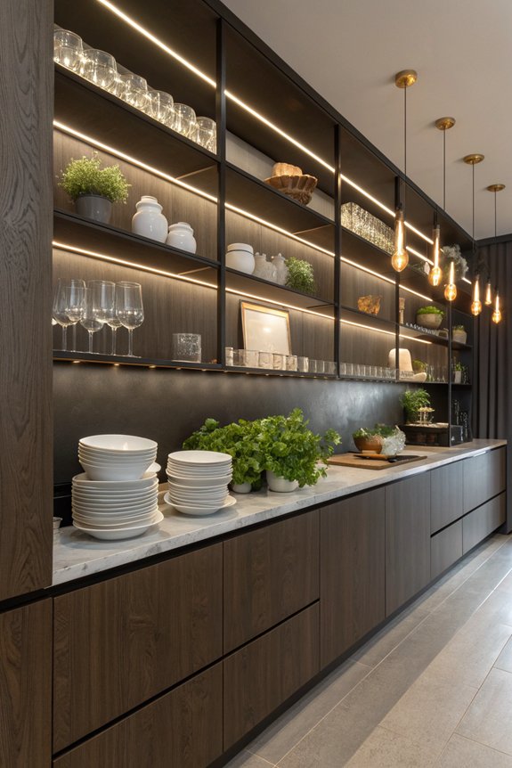 illuminated open shelving ideas