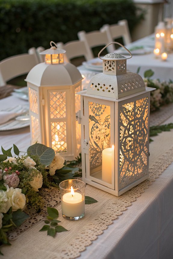 lantern centerpieces enhance decor