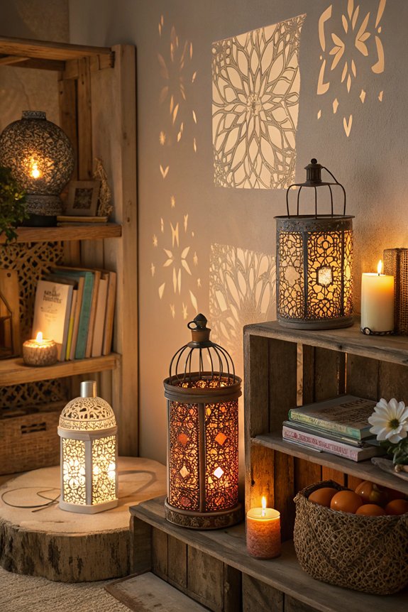 lanterns enhance shelf displays