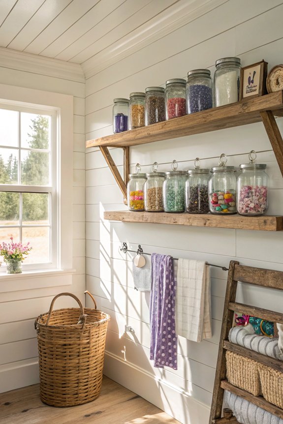 mason jars organize laundry essentials