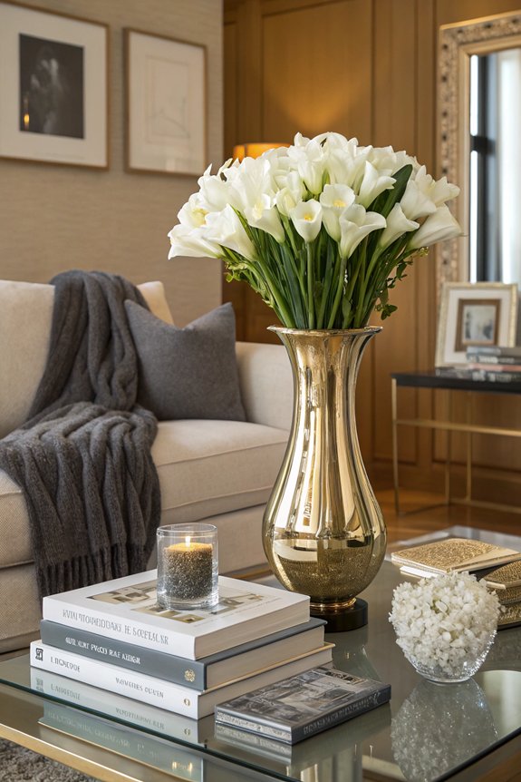 metallic accents enhance decor