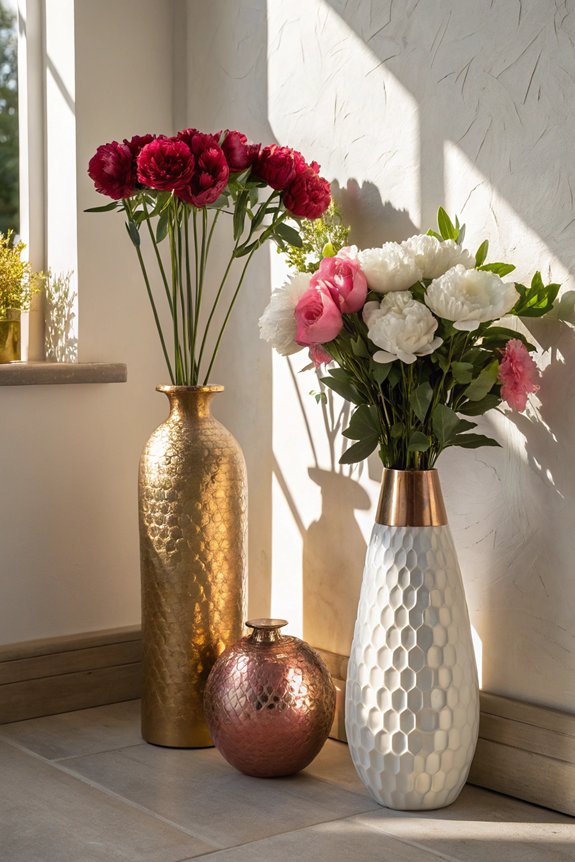 metallic flower vase elegance