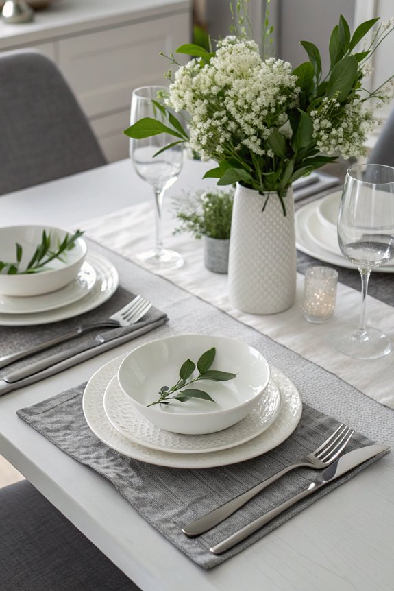 monochromatic dining table decor