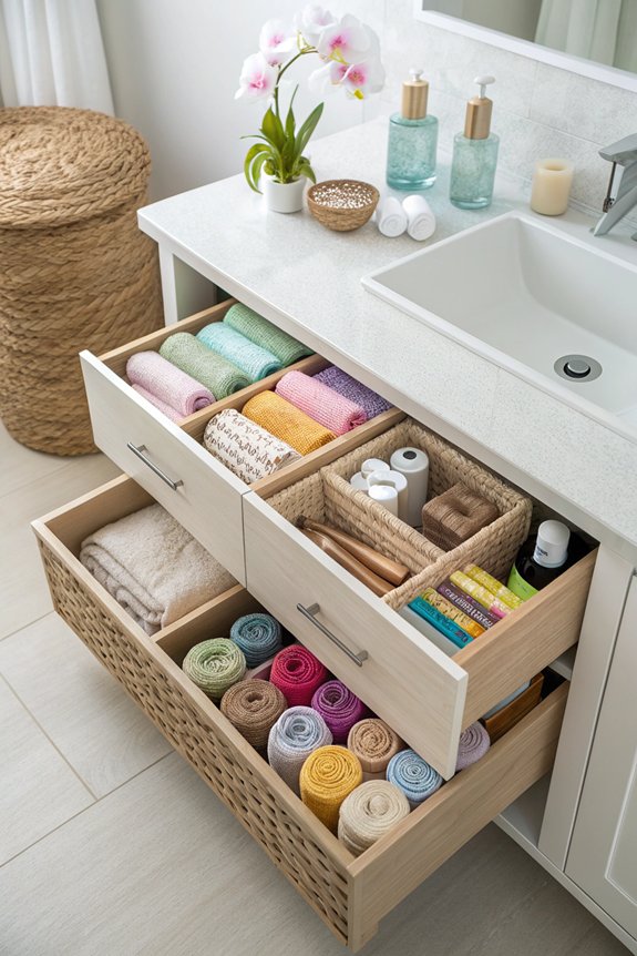 organize bathroom drawers neatly