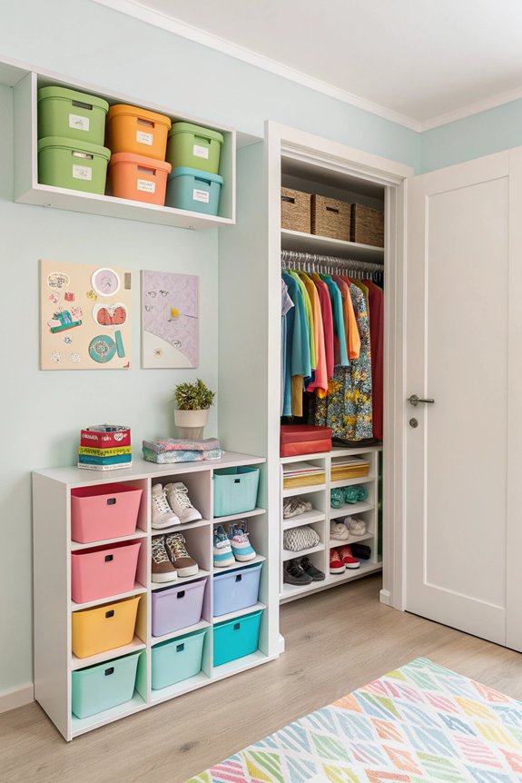 organized kids shoe storage