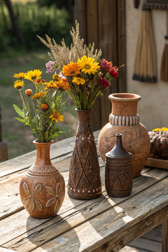 rustic earthy flower vases