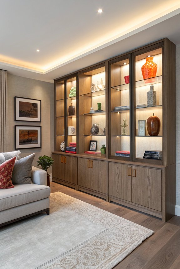 showcase style with display cabinets